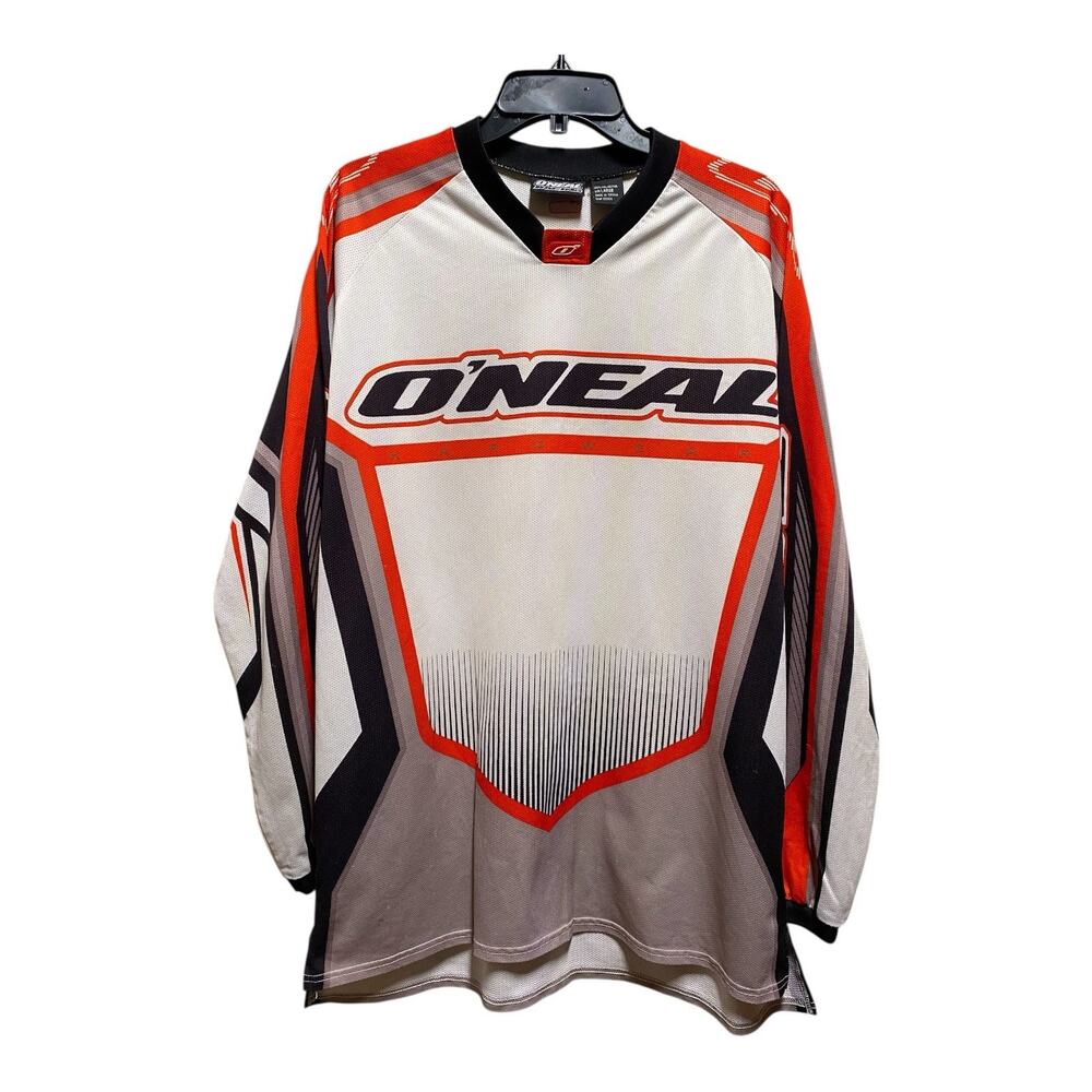 VTG O'Neal Racing  Long Sleeve Racing Shirt Mens Sz L Black & Orange Retro - Y2K